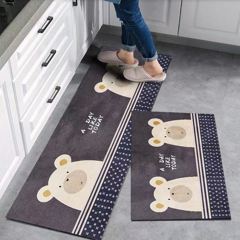 2 Pieces Kitchen Rug Set Non Slip Kitchen Mat Rubber Backing Mat Throw Rug for Kitchen Doormat Runner Rug Set Floor Carpet Household Carpet Home Decor
