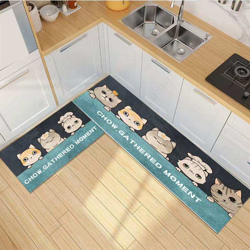 2 Pieces Kitchen Rug Set Non Slip Kitchen Mat Rubber Backing Mat Throw Rug for Kitchen Doormat Runner Rug Set Floor Carpet Household Carpet Home Decor