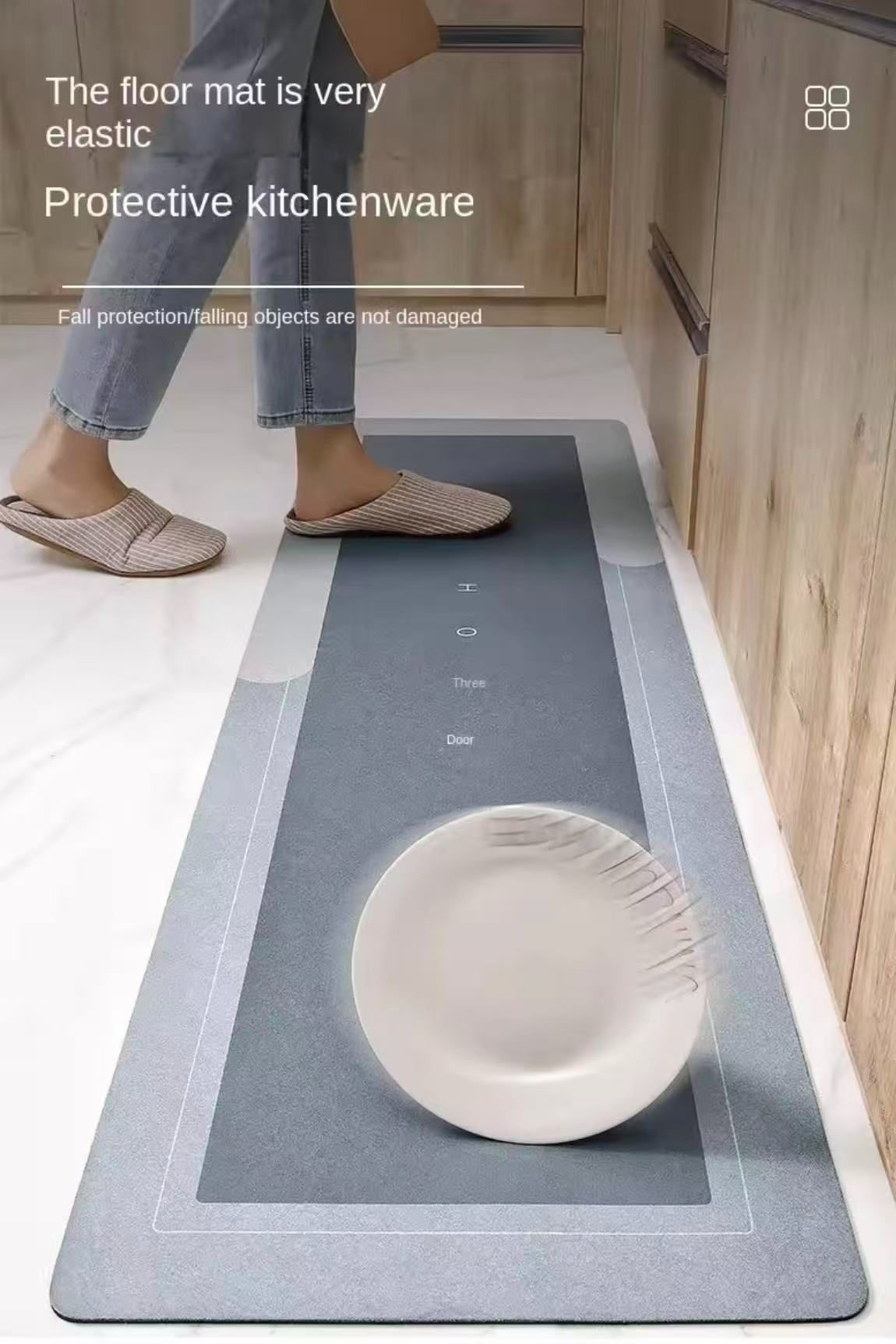 2 Pieces Kitchen Rug Set Non Slip Kitchen Mat Rubber Backing Mat Throw Rug for Kitchen Doormat Runner Rug Set Floor Carpet Household Carpet Home Decor