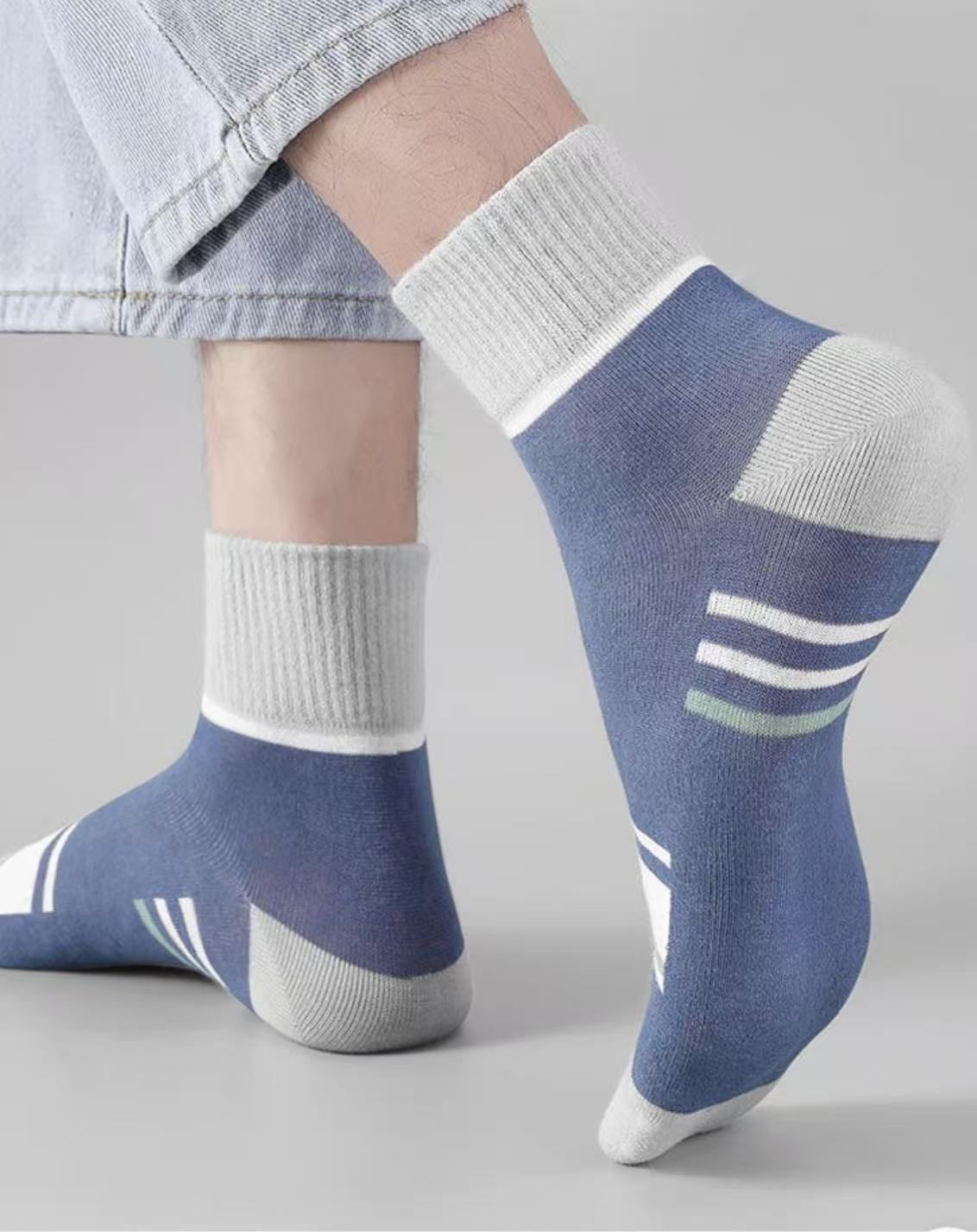 6 Pairs Of Men's Mid-Calf Sports Socks With Elasticity, Quick-Drying, Comfort, Breathability, Spring And Autumn Odor-Resistant, Sweat-Absorbing Sports Men's Socks, Multi-Purpose Set, Men's Socks