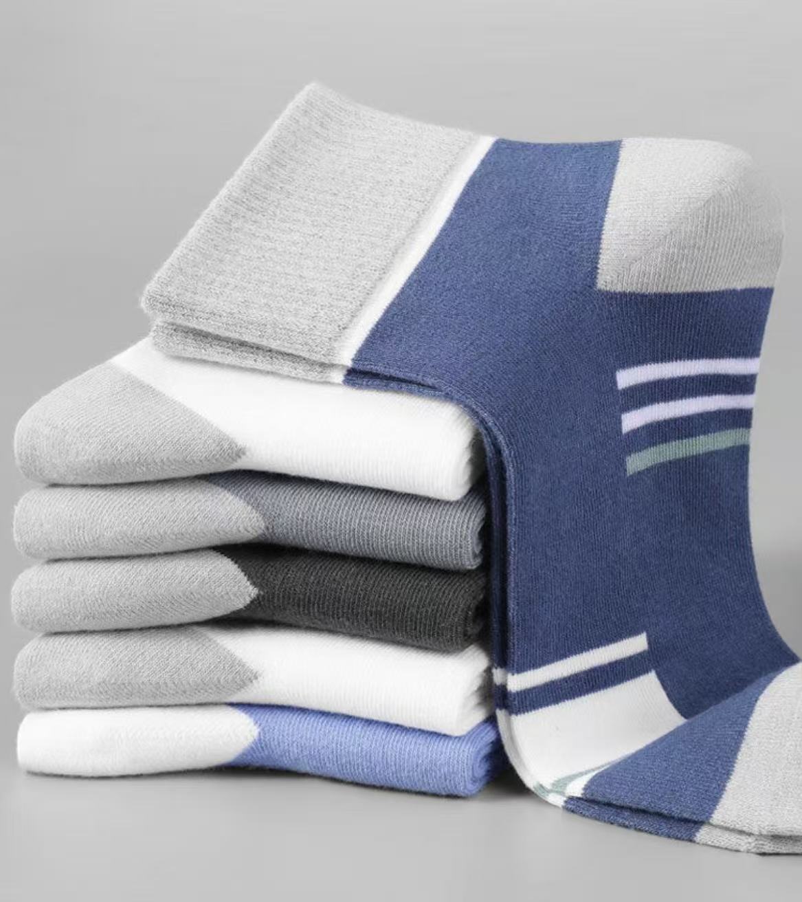 6 Pairs Of Men's Mid-Calf Sports Socks With Elasticity, Quick-Drying, Comfort, Breathability, Spring And Autumn Odor-Resistant, Sweat-Absorbing Sports Men's Socks, Multi-Purpose Set, Men's Socks