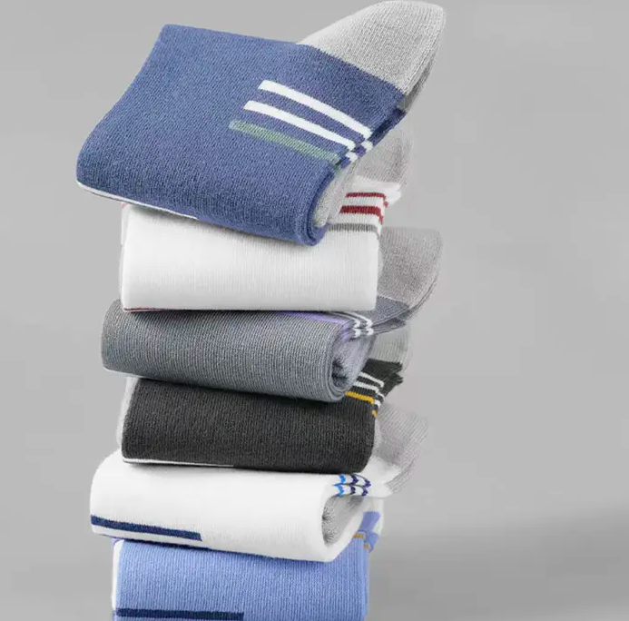 6 Pairs Of Men's Mid-Calf Sports Socks With Elasticity, Quick-Drying, Comfort, Breathability, Spring And Autumn Odor-Resistant, Sweat-Absorbing Sports Men's Socks, Multi-Purpose Set, Men's Socks