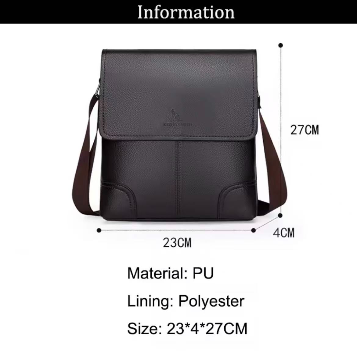 Waterproof Soft PU Leather Texture High-Grade Premium Single-Shoulder Bag Fashionable Crossbody Bag Casual Crossbody Bag Square Men