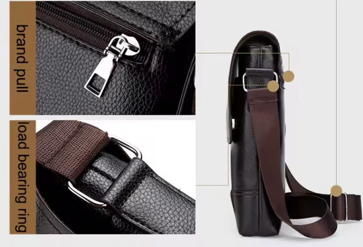 Waterproof Soft PU Leather Texture High-Grade Premium Single-Shoulder Bag Fashionable Crossbody Bag Casual Crossbody Bag Square Men