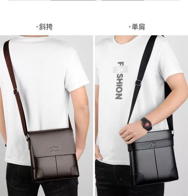 Waterproof Soft PU Leather Texture High-Grade Premium Single-Shoulder Bag Fashionable Crossbody Bag Casual Crossbody Bag Square Men