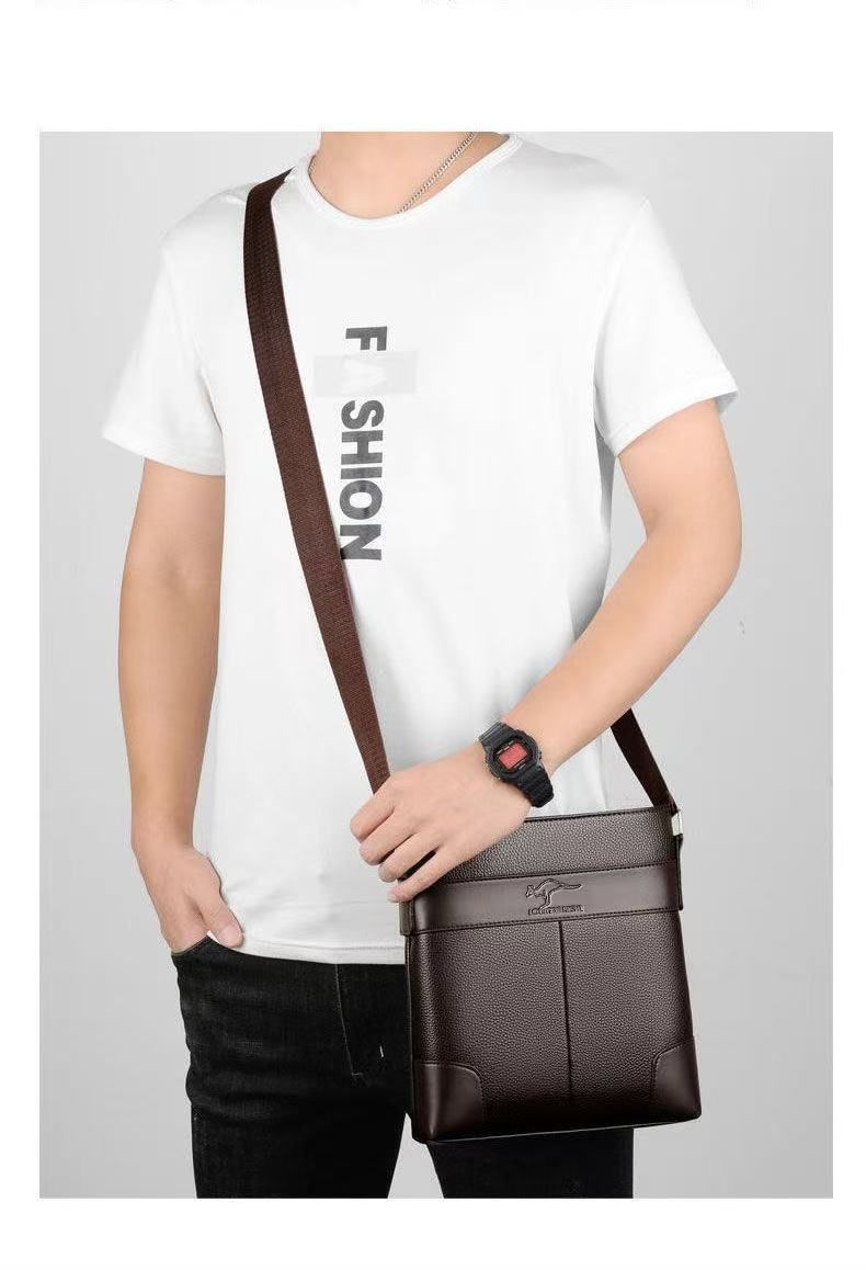 Waterproof Soft PU Leather Texture High-Grade Premium Single-Shoulder Bag Fashionable Crossbody Bag Casual Crossbody Bag Square Men