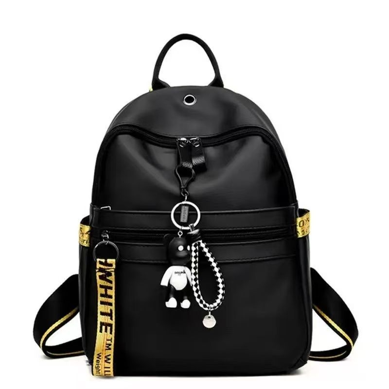 New Style Fashionable Ribbon Large-Capacity Women's Oxford Cloth Double-Shoulder Bag Korean-Style Outdoor Travel Small Backpack, With A Pendant As A Gift
