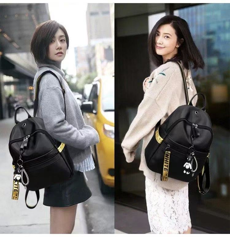New Style Fashionable Ribbon Large-Capacity Women's Oxford Cloth Double-Shoulder Bag Korean-Style Outdoor Travel Small Backpack, With A Pendant As A Gift