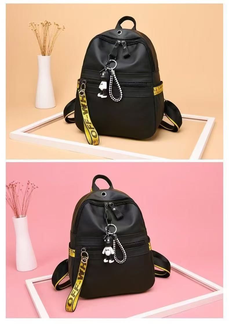 New Style Fashionable Ribbon Large-Capacity Women's Oxford Cloth Double-Shoulder Bag Korean-Style Outdoor Travel Small Backpack, With A Pendant As A Gift