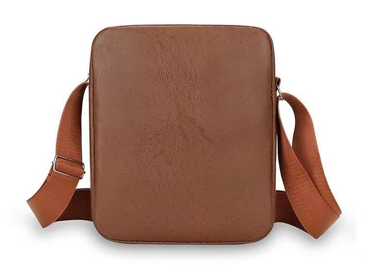 New Style PU Soft Leather Textured Single-Shoulder Bag Men's Business Commuting Minimalist Crossbody Bag Large-Capacity Storage Fashionable Single-Shoulder Waterproof Casual Multi-Pocket Men
