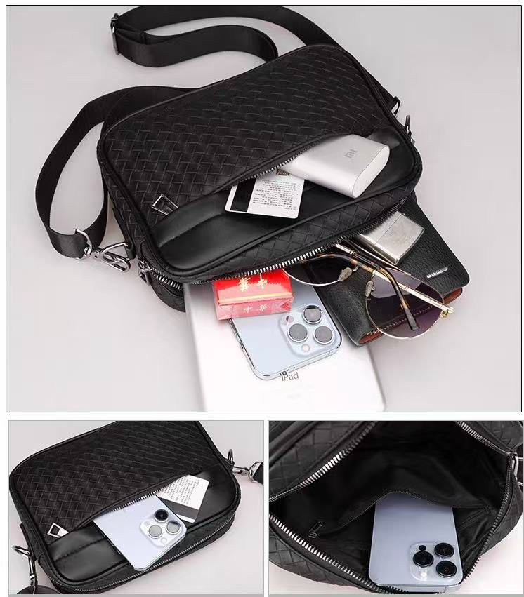 Men's Crossbody Bag, Large-Capacity Tote Bag, New-Style Designer Men's Leather Shoulder Bag, High-End Korean-Style Fashion Versatile Crossbody Bag