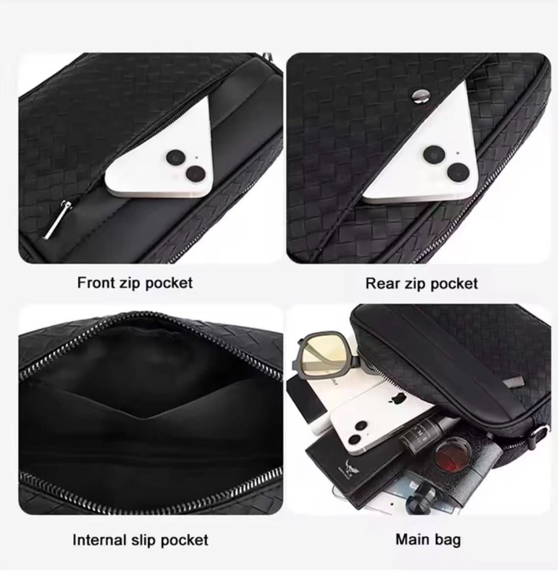 Men's Crossbody Bag, Large-Capacity Tote Bag, New-Style Designer Men's Leather Shoulder Bag, High-End Korean-Style Fashion Versatile Crossbody Bag