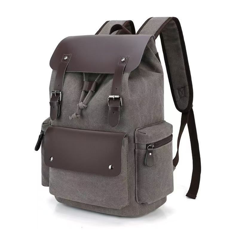 Fashionable Wear-Resistant Canvas Backpack Outdoor Travel Laptop Backpack, Unisex Double-Shoulder Backpack Men's Canvas Trendy Large-Capacity Men's Bag
