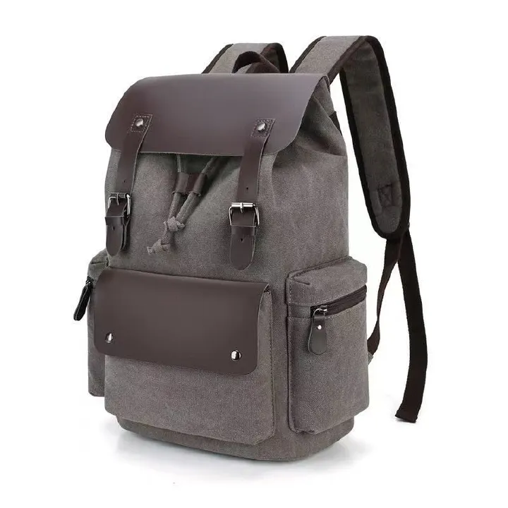Fashionable Wear-Resistant Canvas Backpack Outdoor Travel Laptop Backpack, Unisex Double-Shoulder Backpack Men's Canvas Trendy Large-Capacity Men's Bag