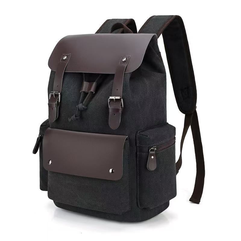 Fashionable Wear-Resistant Canvas Backpack Outdoor Travel Laptop Backpack, Unisex Double-Shoulder Backpack Men's Canvas Trendy Large-Capacity Men's Bag