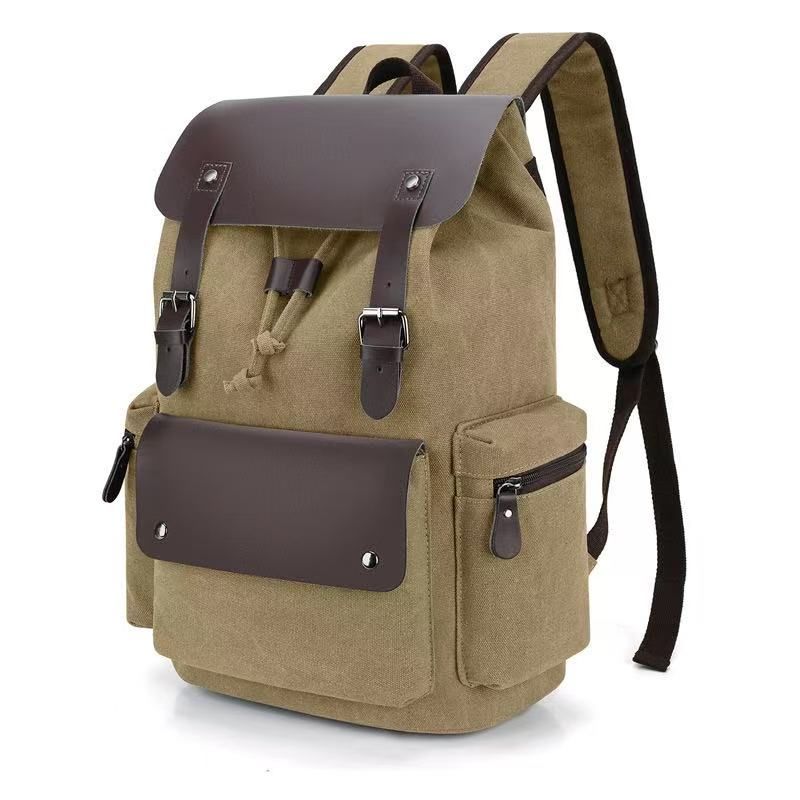 Fashionable Wear-Resistant Canvas Backpack Outdoor Travel Laptop Backpack, Unisex Double-Shoulder Backpack Men's Canvas Trendy Large-Capacity Men's Bag