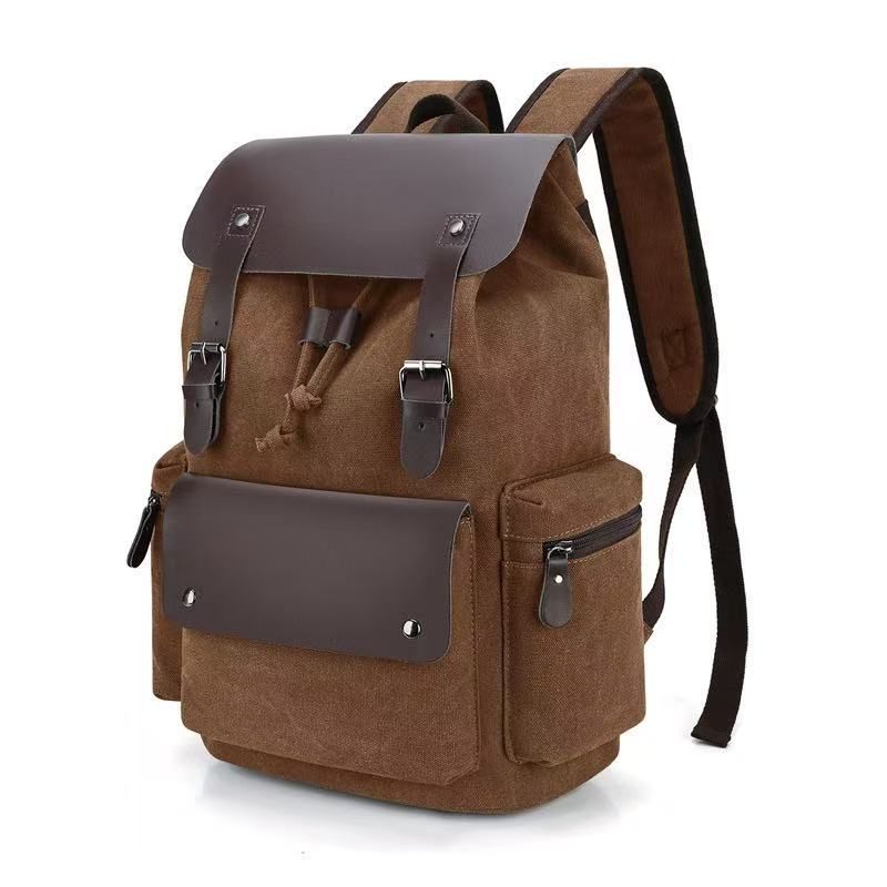Fashionable Wear-Resistant Canvas Backpack Outdoor Travel Laptop Backpack, Unisex Double-Shoulder Backpack Men's Canvas Trendy Large-Capacity Men's Bag