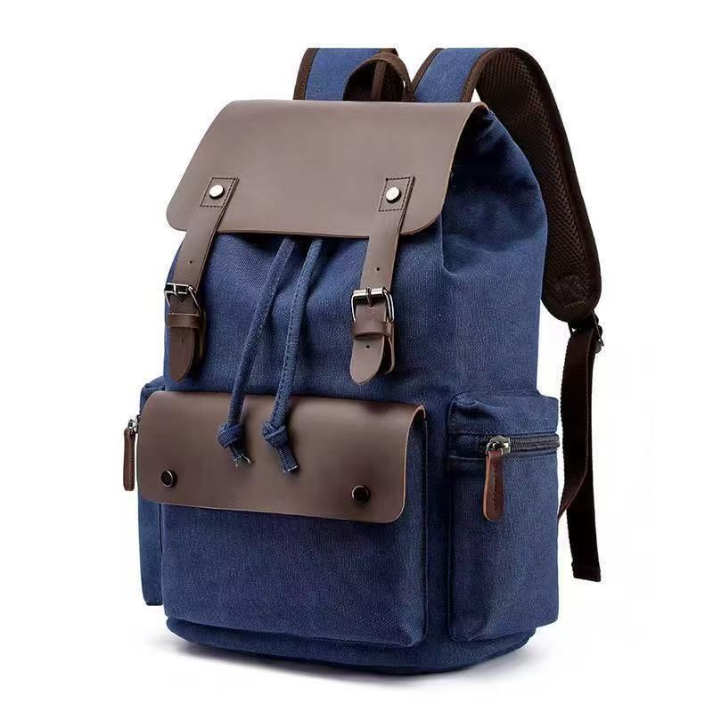 Fashionable Wear-Resistant Canvas Backpack Outdoor Travel Laptop Backpack, Unisex Double-Shoulder Backpack Men's Canvas Trendy Large-Capacity Men's Bag