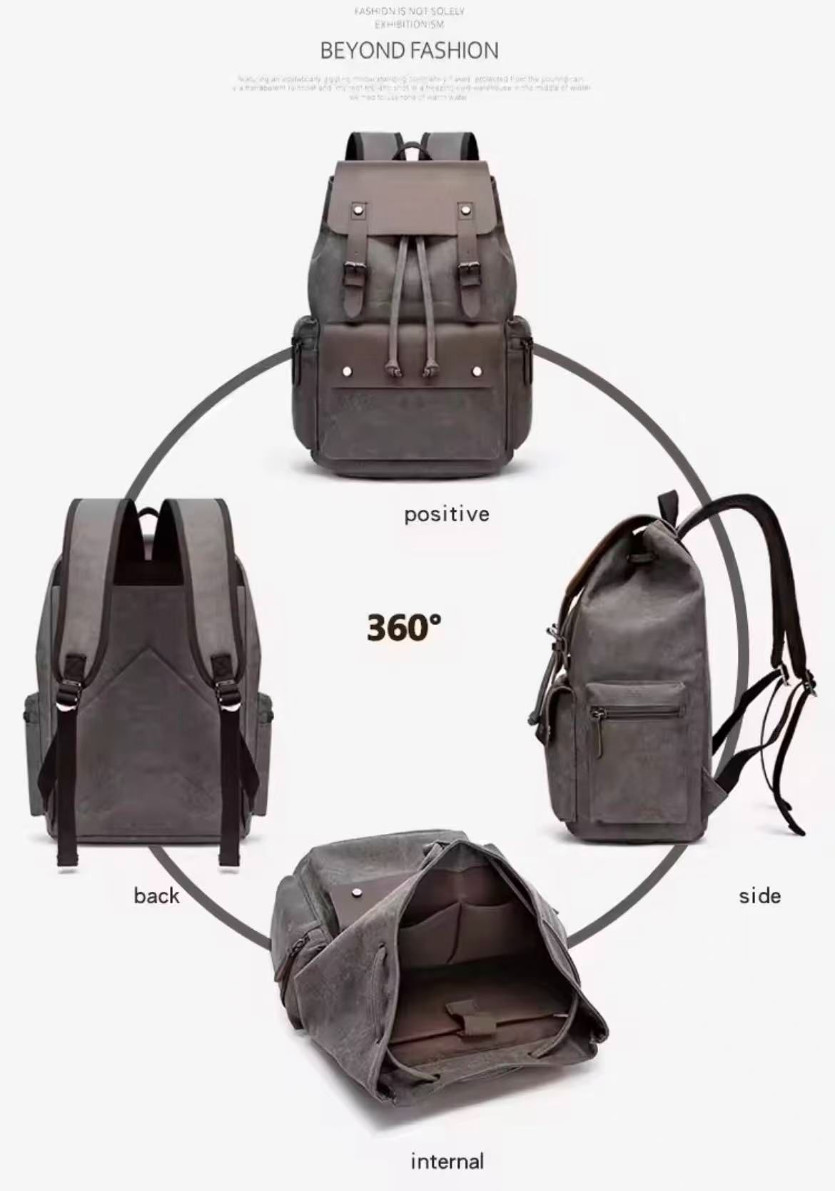 Fashionable Wear-Resistant Canvas Backpack Outdoor Travel Laptop Backpack, Unisex Double-Shoulder Backpack Men's Canvas Trendy Large-Capacity Men's Bag