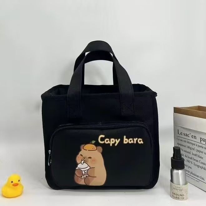 New Style Women's Bag Cartoon Cute Capybara Printed Tote Bag Large Capacity Canvas Shoulder Bag Lunch Box Storage Bag