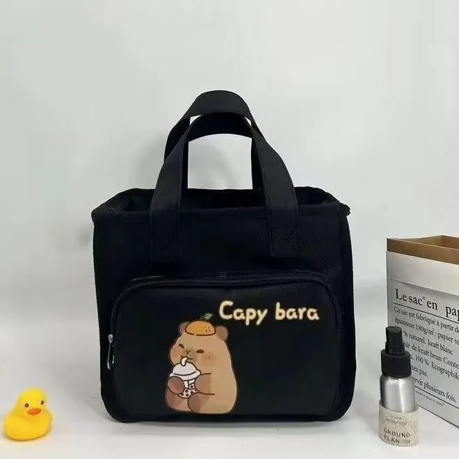 New Style Women's Bag Cartoon Cute Capybara Printed Tote Bag Large Capacity Canvas Shoulder Bag Lunch Box Storage Bag