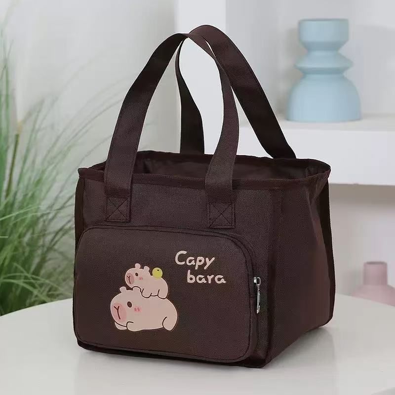 New Style Women's Bag Cartoon Cute Capybara Printed Tote Bag Large Capacity Canvas Shoulder Bag Lunch Box Storage Bag