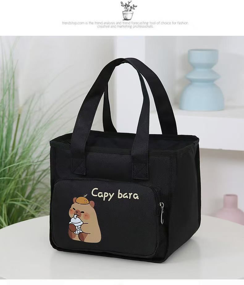 New Style Women's Bag Cartoon Cute Capybara Printed Tote Bag Large Capacity Canvas Shoulder Bag Lunch Box Storage Bag