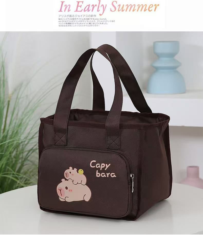 New Style Women's Bag Cartoon Cute Capybara Printed Tote Bag Large Capacity Canvas Shoulder Bag Lunch Box Storage Bag