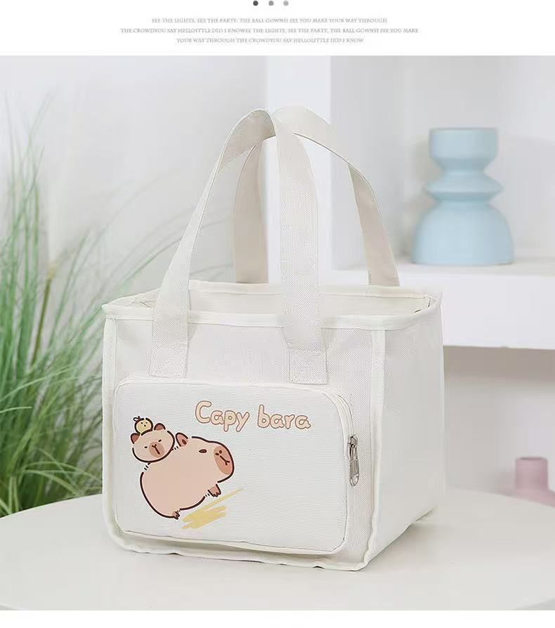 New Style Women's Bag Cartoon Cute Capybara Printed Tote Bag Large Capacity Canvas Shoulder Bag Lunch Box Storage Bag