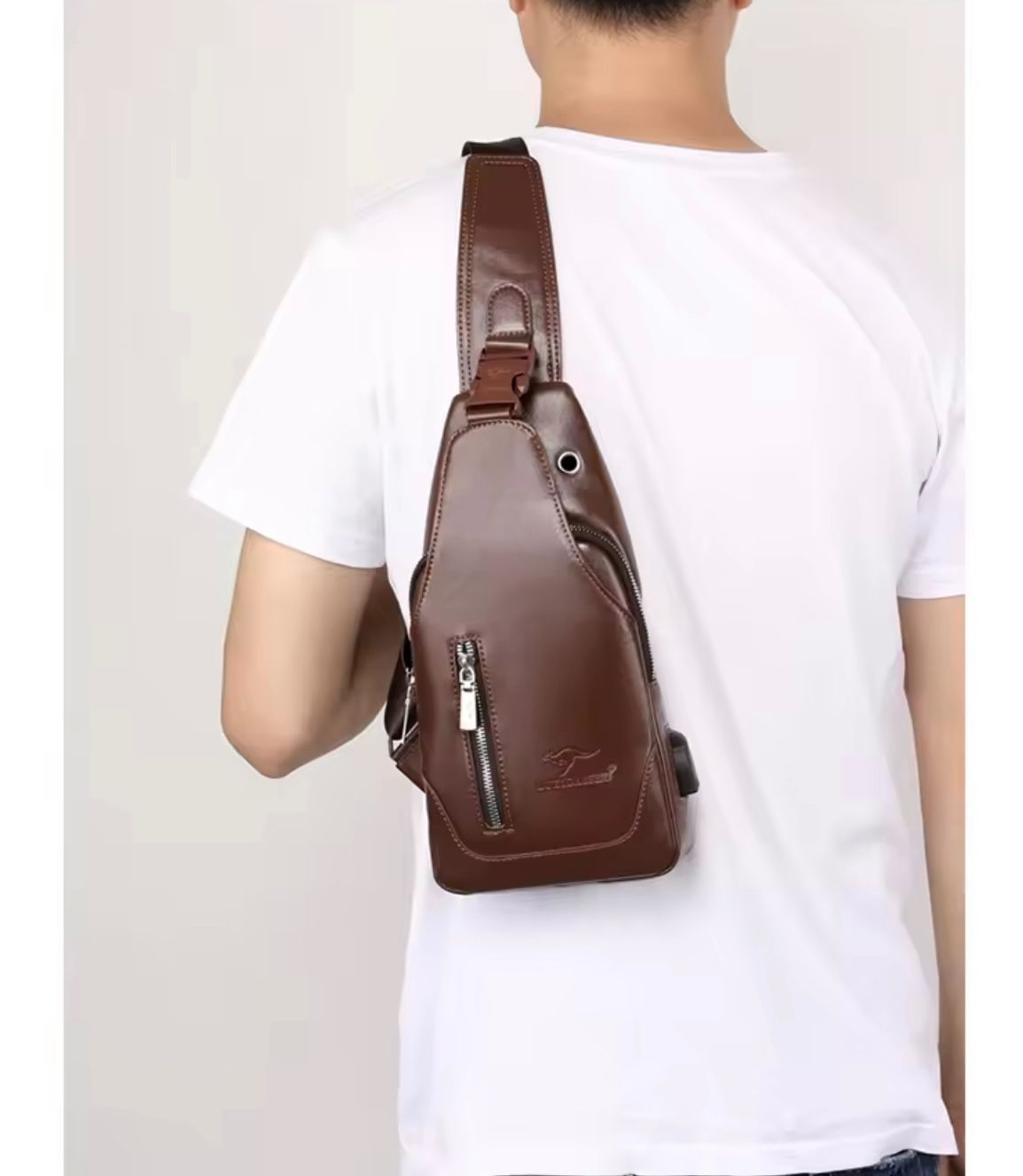 Men's double - pull large - capacity stylish casual chest bag with lock buckle, ultra - versatile. Spacious with smart compartments. Buy 1 get 4 free: belt, card holder, glasses, wallet included!