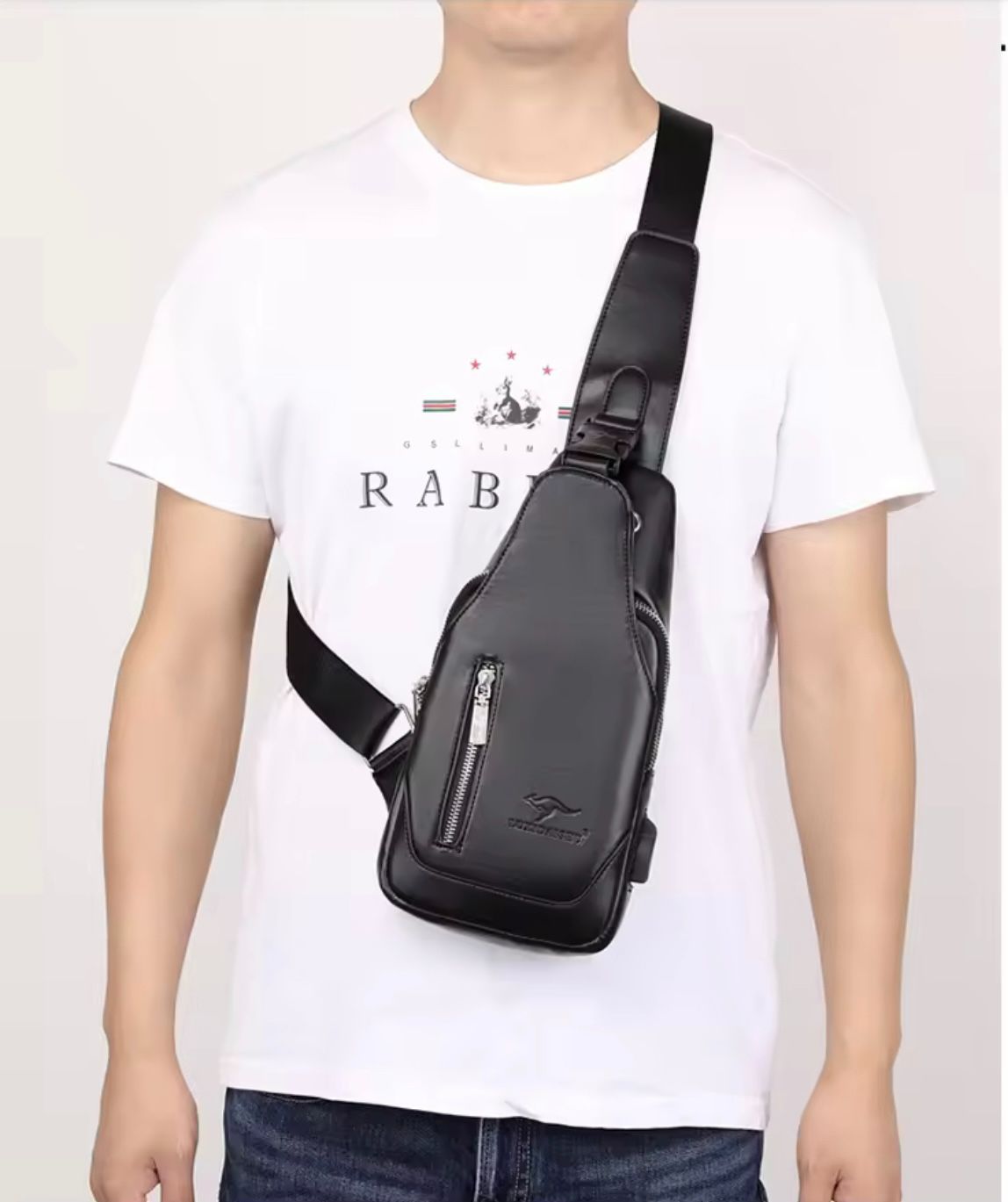 Men's double - pull large - capacity stylish casual chest bag with lock buckle, ultra - versatile. Spacious with smart compartments. Buy 1 get 4 free: belt, card holder, glasses, wallet included!