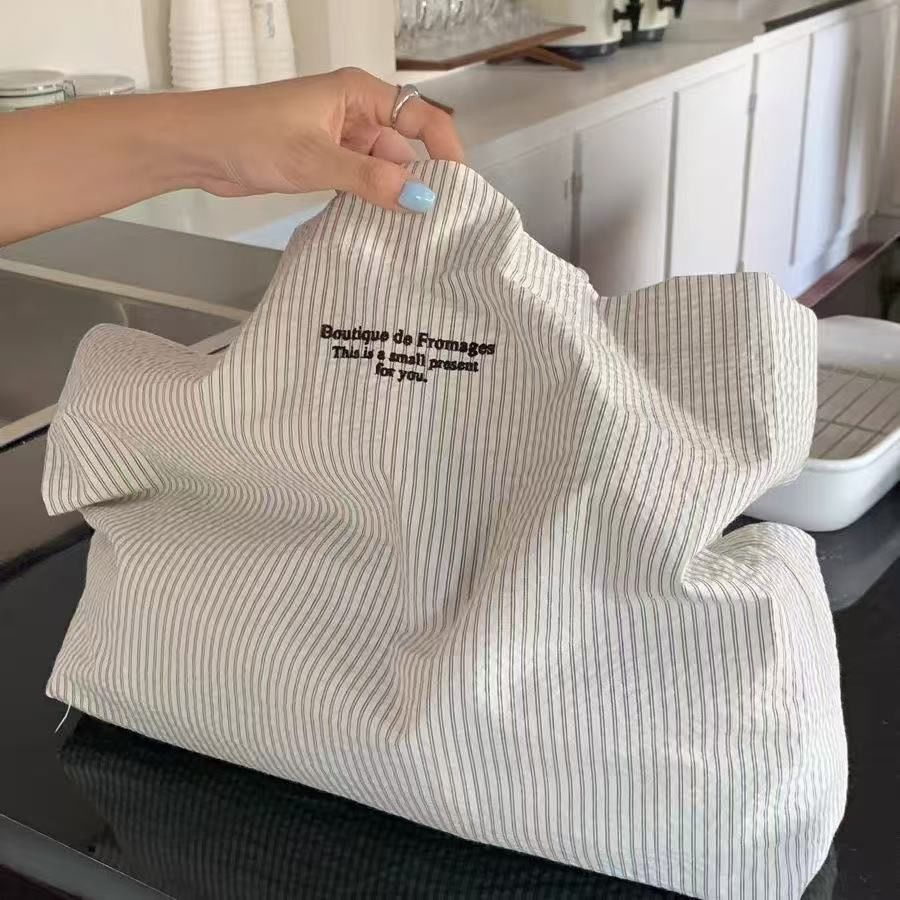 2025 New Casual Striped Lazy Minimalist Canvas Tote Bag - Large-Capacity Commuting Single-Shoulder Bag, Versatile & Lowest Price Online