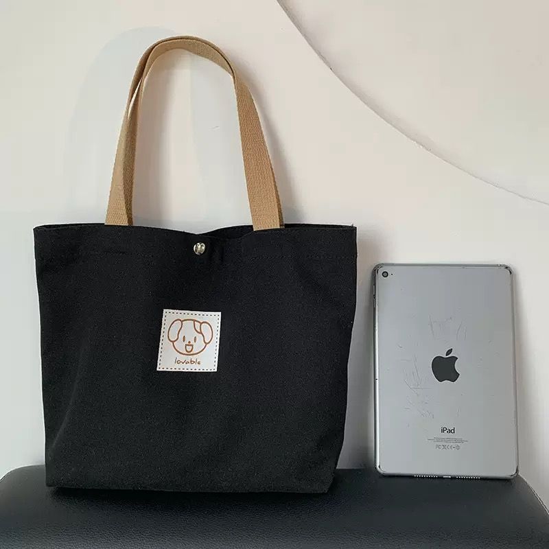 Luxury Large Capacity Women's Cotton Canvas Shopping Tote Bag With Pocket