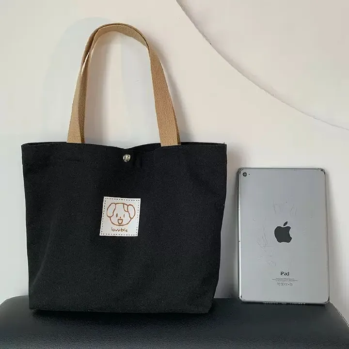 Luxury Large Capacity Women's Cotton Canvas Shopping Tote Bag With Pocket