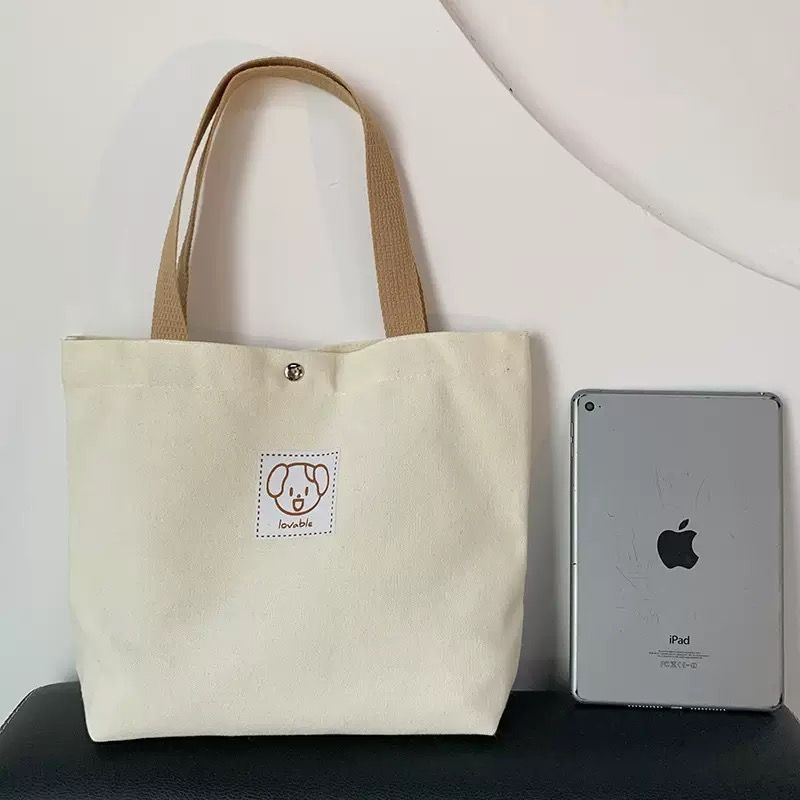 Luxury Large Capacity Women's Cotton Canvas Shopping Tote Bag With Pocket