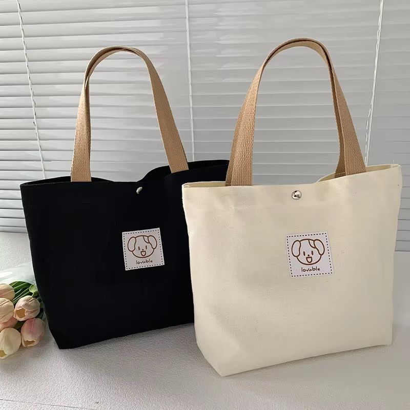 Luxury Large Capacity Women's Cotton Canvas Shopping Tote Bag With Pocket