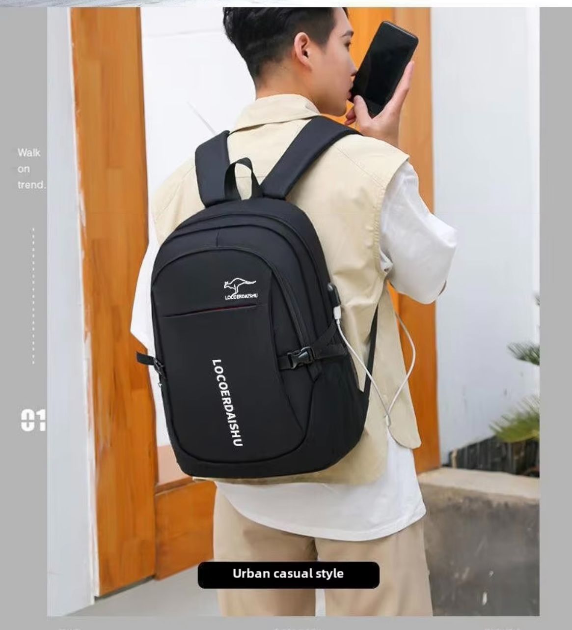 Men's Backpack Men's Backpack Korean Style Trendy Large Capacity High School Junior High School Student Schoolbag Travel Bag Com