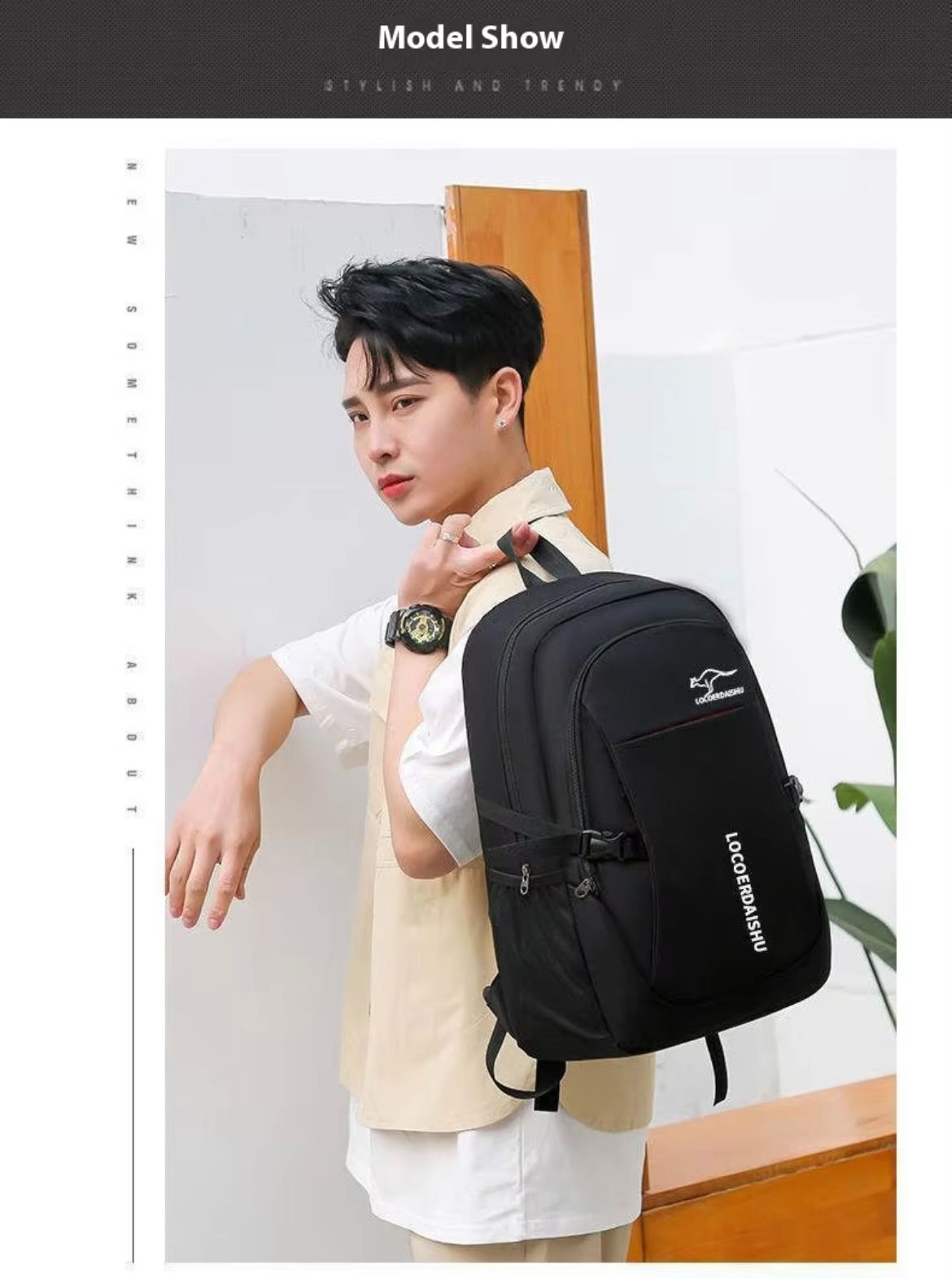 Men's Backpack Men's Backpack Korean Style Trendy Large Capacity High School Junior High School Student Schoolbag Travel Bag Com