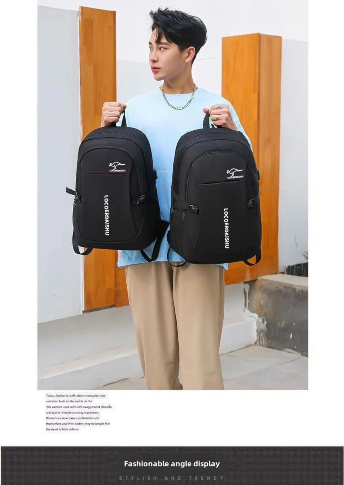 Men's Backpack Men's Backpack Korean Style Trendy Large Capacity High School Junior High School Student Schoolbag Travel Bag Com