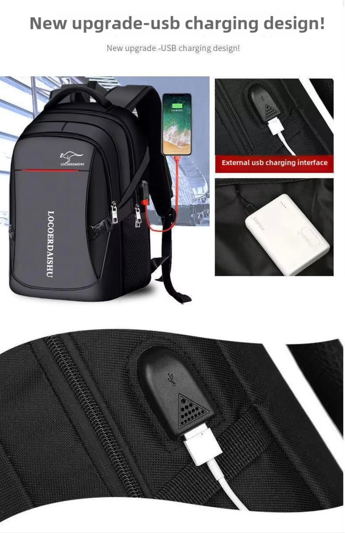 Men's Backpack Men's Backpack Korean Style Trendy Large Capacity High School Junior High School Student Schoolbag Travel Bag Com