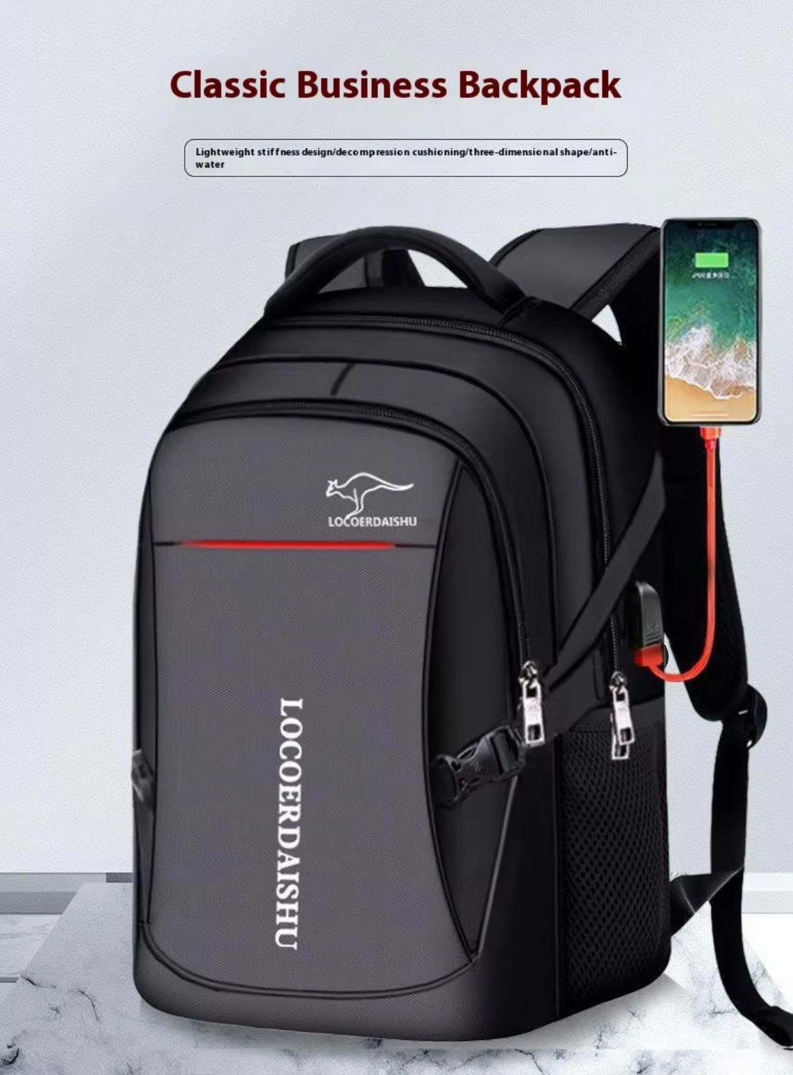 Men's Backpack Men's Backpack Korean Style Trendy Large Capacity High School Junior High School Student Schoolbag Travel Bag Com