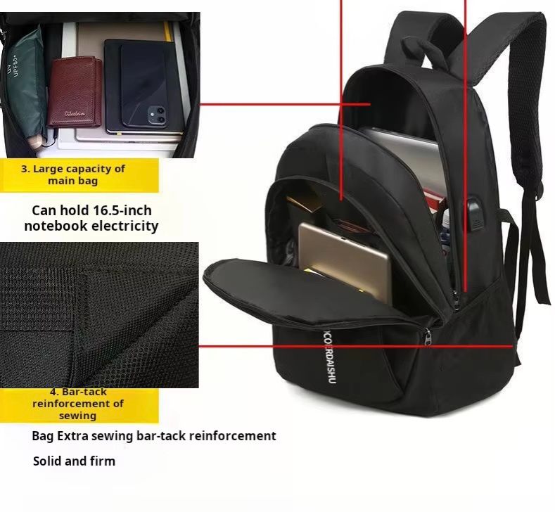 Men's Backpack Men's Backpack Korean Style Trendy Large Capacity High School Junior High School Student Schoolbag Travel Bag Com