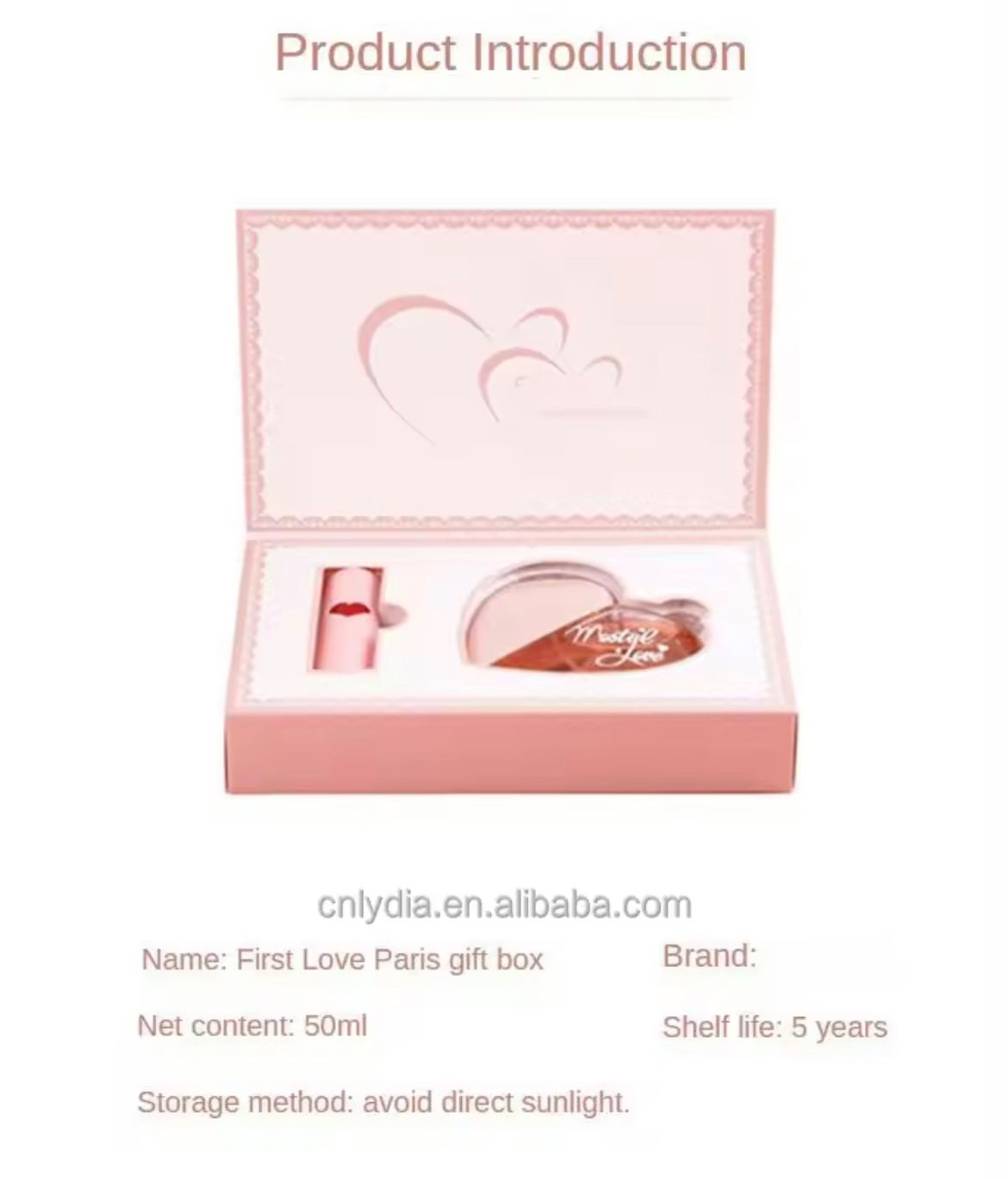 Bestselling Pink Heart Gift Box High Appearance Long Lasting Moisturizing Color Rich Women Perfume and Lipstick Set