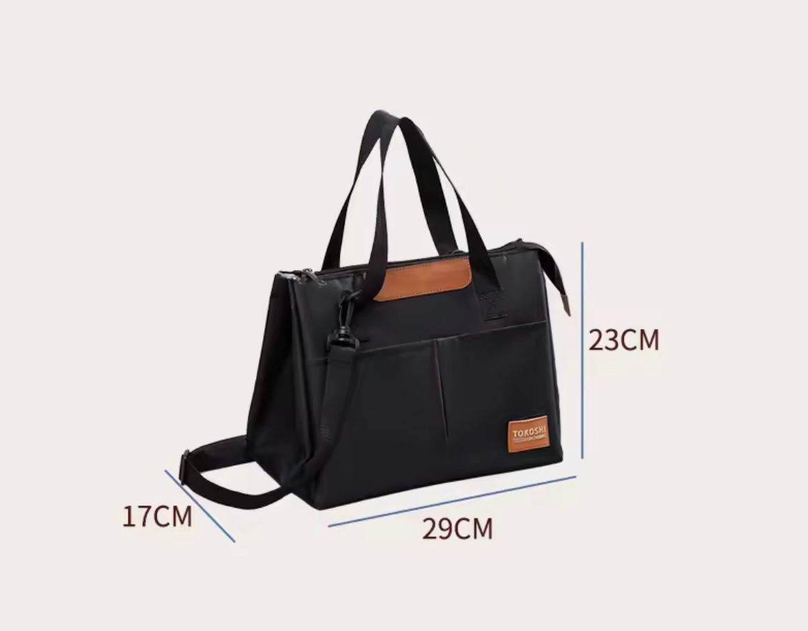 Large Capacity Single Shoulder Insulated Lunch Bag for Office Workers Oxford Cloth Hand-held Insulated Cooler Bags
