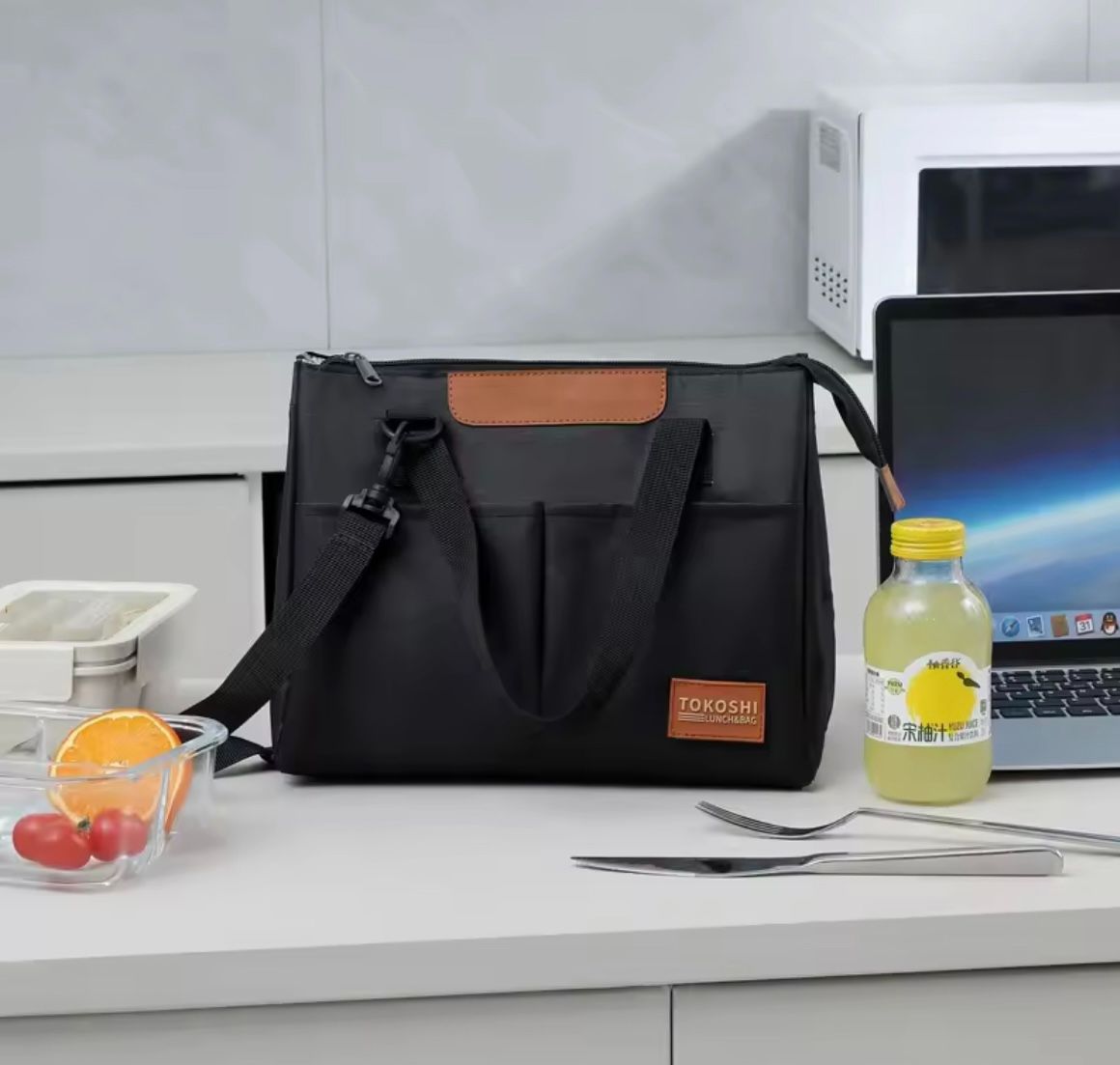 Large Capacity Single Shoulder Insulated Lunch Bag for Office Workers Oxford Cloth Hand-held Insulated Cooler Bags