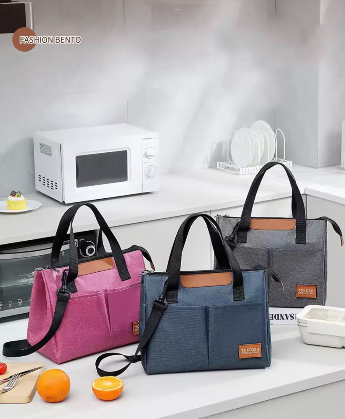 Large Capacity Single Shoulder Insulated Lunch Bag for Office Workers Oxford Cloth Hand-held Insulated Cooler Bags