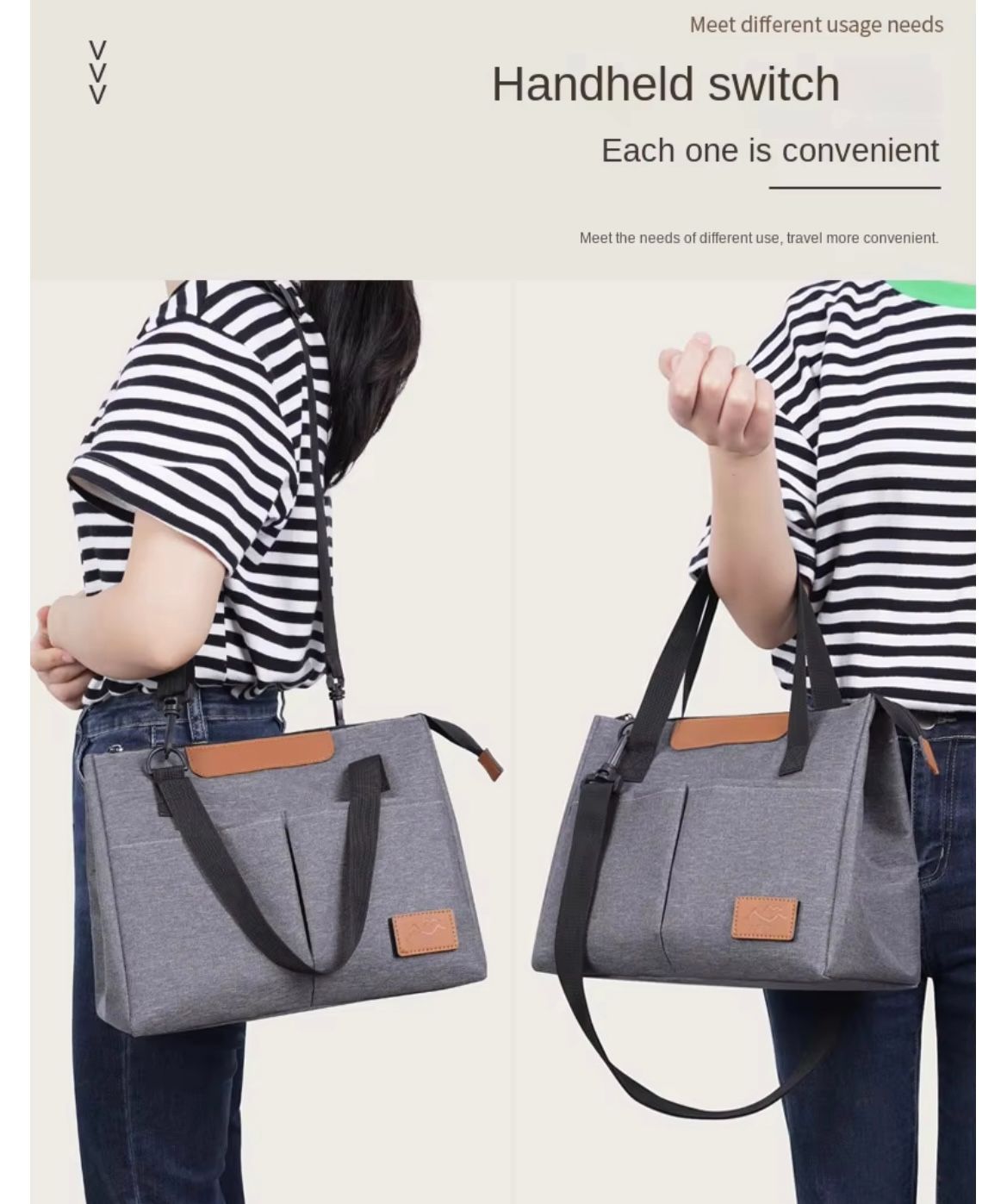 Large Capacity Single Shoulder Insulated Lunch Bag for Office Workers Oxford Cloth Hand-held Insulated Cooler Bags