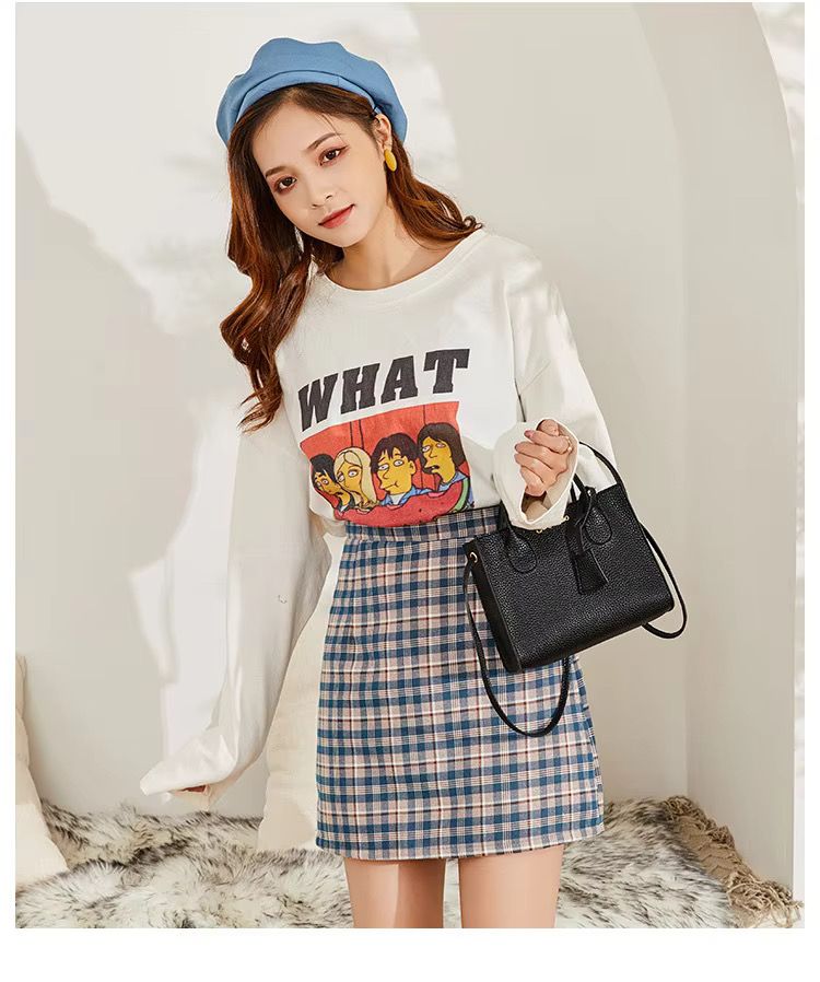 Autumn and Winter Lychee Pattern Crocodile Crossbody Bag Korean Version Candy Color Zipper Bag Diagonal Handbag