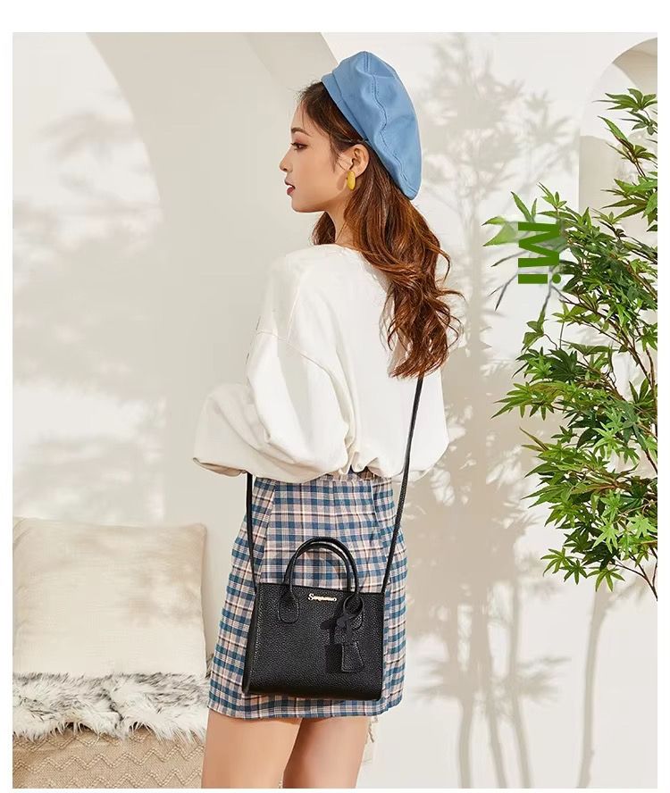 Autumn and Winter Lychee Pattern Crocodile Crossbody Bag Korean Version Candy Color Zipper Bag Diagonal Handbag