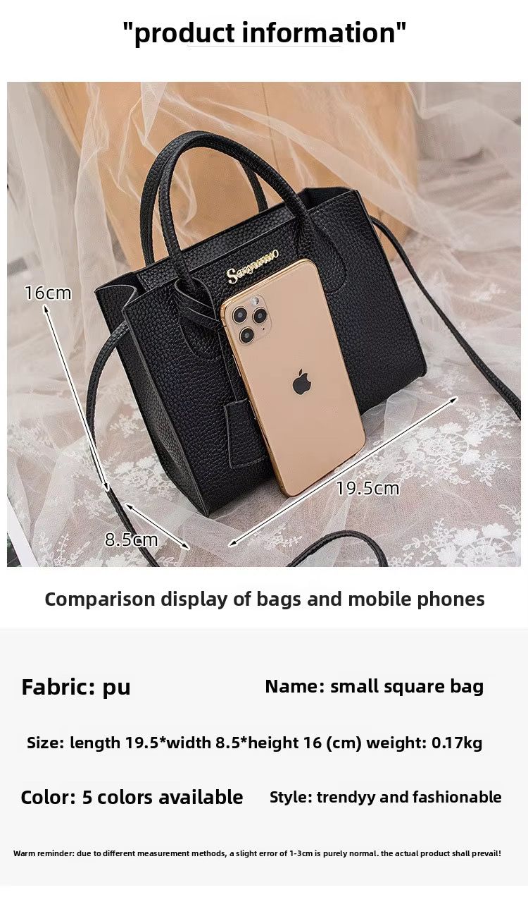 Autumn and Winter Lychee Pattern Crocodile Crossbody Bag Korean Version Candy Color Zipper Bag Diagonal Handbag